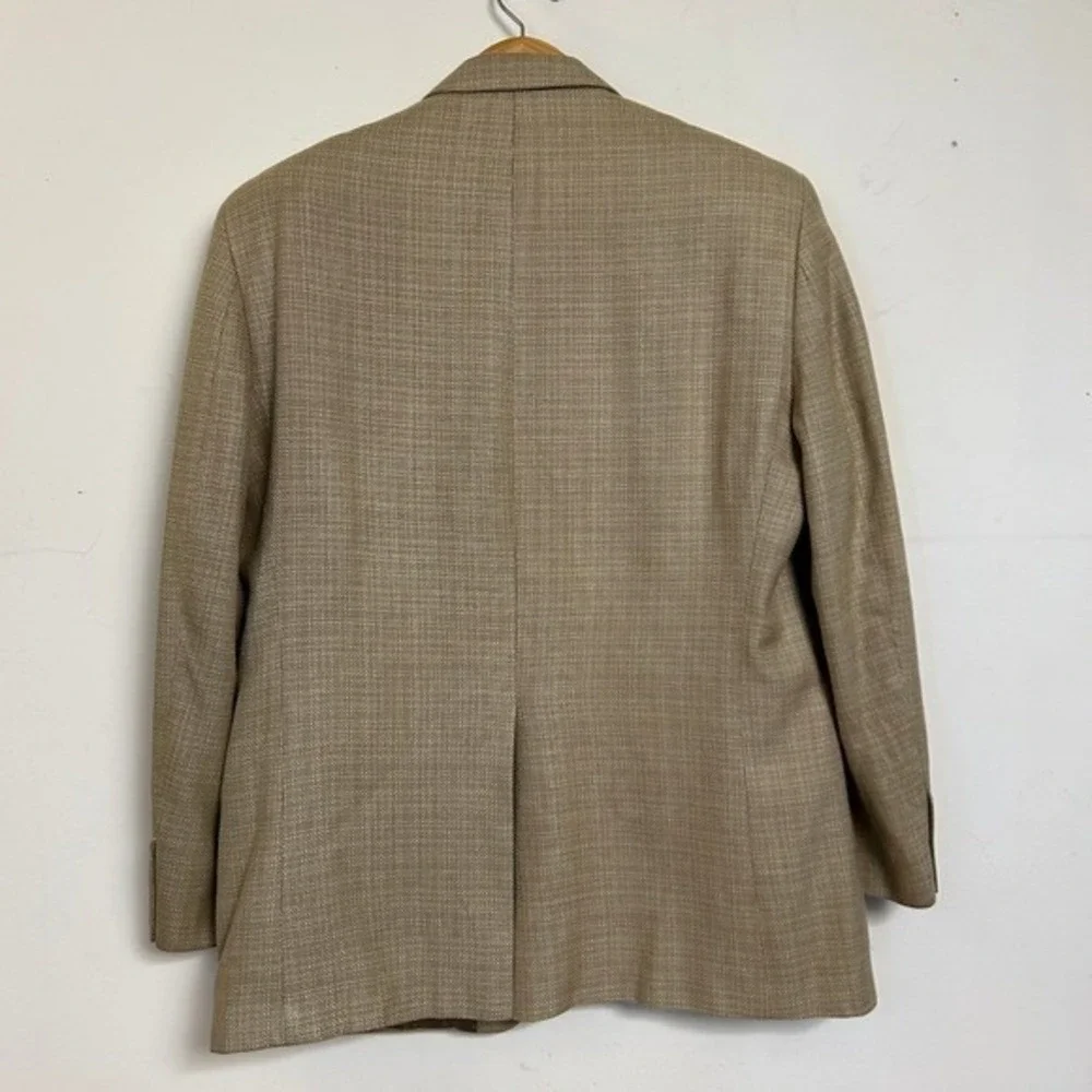 Chaps 100% Silk Two Button Blazer Tan 42R Good